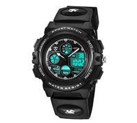 aswan watch Reloj Deportivos para Niños y Niña Resistente al Agua Digital Analógico Militares Impermeable Relojes Niño Negro