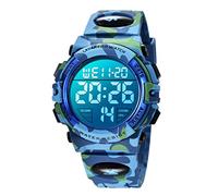 aswan watch Reloj Digital Niños Azul S/M, Alarma, Cronómetro, Calendario
