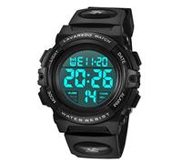 aswan watch Reloj Digital para niños con cronómetro, Calendario, Despertador y luz-Reloj Infantil Deportivo con Correa de Silicona-Azul,S/M