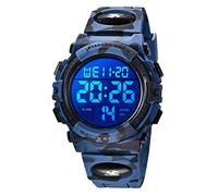 aswan watch Reloj Digital para niños con cronómetro, Calendario, Despertador y luz-Reloj Infantil Deportivo con Correa de Silicona-Azul,S/M
