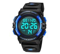 aswan watch Reloj Digital para niños con cronómetro, Calendario, Despertador y luz-Reloj Infantil Deportivo con Correa de Silicona-Azul,S/M