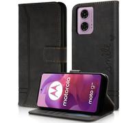 AsWant Funda para Motorola Moto E14/G24/G04/G04s - Cuero de PU Cartera Multifunción de Cierre Magnético Función Flip Case Carcasa Moto G24 (Negro)