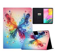 AsWant Funda para Samsung Galaxy Tab A 10.1 Pulgadas SM-T510/T515/517, Funda Protectora de PU Ultrafina con Función de Soporte, Mariposa Colorida