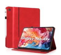 AsWant Funda para Samsung Galaxy Tab A9+/ A9 Plus 11 Pulgadas 2023 SM-X210/ X216/ X218 - Protectora TPU con Soporte/Cartera, Auto Activación/Reposo Funda Galaxy Tab A9+ (Rojo)