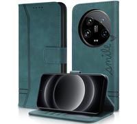 AsWant Handyhülle für Xiaomi 14 Ultra Hülle Leder- Premium Klapphülle Tasche Kartensteckplatz Magnetschnallenhalter Schutzhülle für Xiaomi 14 Ultra (Grün)