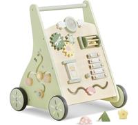 Asweets Andador de Madera para Bebés, Centro de Actividades Múltiples para Niños y Niñas, Juguete Educativo Montessori para Aprender a Sentarse y Pararse de 12 Meses (Verde)