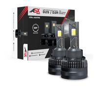 ASX Iluminación - Bombillas LED D2S/D2R Para Faros Delanteros de Coche, 24000LM Reales, 100W 9V-100V con Tecnología CANbus, Luz Blanca 6000K, Plug & Play, Bombillas D1S Xenon, PACK 2 UNIDADES