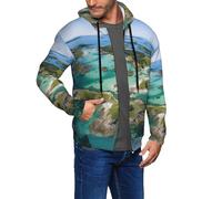 Asxzcbv Sudadera con capucha para hombre con estampado de las Islas Noruegas para otoño e invierno, informal, para interiores y exteriores, Negro, XL