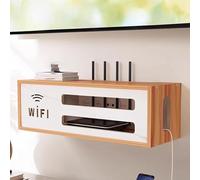 ASYBFLI Caja De Almacenamiento WiFi Montada En La Pared,Pared Colgante WiFi Router Caja,Caja de Almacenamiento de enrutador,para Decodificador De Cable De Datos(Natural)