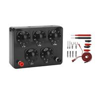 Asyduey 1 Caja de Resistencia Negra, Resistencia de DéCada Variable de Hierro de 0 una 9999,9 Ohmios para EnseñAnza FíSica y 16 Cables Banana Mea