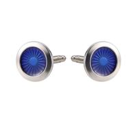 Asyduey 1 par Gemelos de hombre de moda Gemelos de camisa de ojos redondos de moda Gemelos de boda negocio vestir para hombre Regalo presente (Plata + azul)