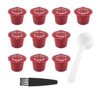Asyduey 10 Piezas Filtros de Cápsula de Café Recargables Reutilizables para con Cepillo de Cuchara Accesorios de Cocina Filtro de Café Rojo