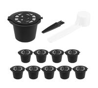 Asyduey 10 Piezas Filtros de Cápsula de Café Recargables Reutilizables para con Cepillo de Cuchara Accesorios de Cocina Filtro de Café Negro