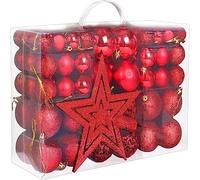 Asyduey 101 Uds. Adornos de Bolas de Navidad Rojas para áRbol de Navidad, Bolas de áRbol de Navidad Inastillables Adornos Decorativos Colgantes