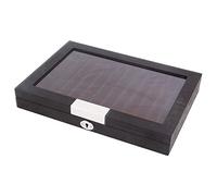 Asyduey 12 Ranuras Caja de ExhibicióN de Madera para BolíGrafos Estuche de Lujo para BolíGrafos con Llave Ventana Transparente Fuente Almacenamiento Escaparate Organizador-ColeccióN