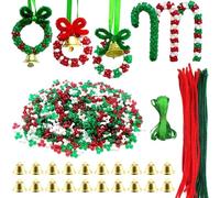 Asyduey 1570 Pieza Kit de Adornos NavideñOs con Cuentas Guirnalda Artesanal para Fiestas BastóN de Caramelo para Colgar en Navidad