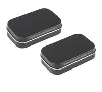 Asyduey 2 Piezas Caja de Almacenamiento PequeñA con Tapa Cajas de Hojalata PequeñAs Rectangulares Caja de Metal con Tapa Caja de Hojalata PequeñA para Almacenamiento en el Hogar Negro