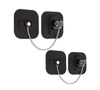 Asyduey 2 Piezas Cerraduras de Puerta de Nevera con Llaves,Cerraduras del Gabinete del Congelador Cerraduras de Refrigerador A Prueba de NiñOs Cerraduras de Seguridad,Sin Taladrar (Negro)