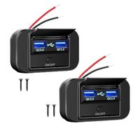 Asyduey 2 Salidas USB de 12 V para RV, de Corriente para Cargador de Coche USB QC3.0 Dual de 36 W con Tapa, Panel de Interruptor de Cargador de Coche de 12 V 24 V