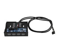 Asyduey 3,5 Pulgadas Bahía de Disquete 4 Puertos USB 2.0 Concentrador Usb2.0 Panel Frontal Adaptador de Expansión Conector Soporte con Cable de 9Pin para Escritorio