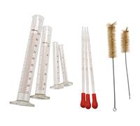 Asyduey 4 Cilindros de Medición - 5 Ml, 10 Ml, 50 Ml, 100 Ml - Vidrio Superior - Contiene 2 Cepillos de Limpieza + 3 Pipetas de Vidrio 1 Ml