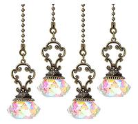 Asyduey 4 Piezas de TraccióN de Ventilador de Techo de Cristal Artificial ExtensióN de Cadena de TraccióN con Conector para LáMpara de Escritorio Ventilador Luz de Techo