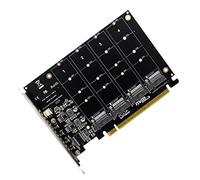 Asyduey 4 Puertos M.2 NVMe SSD una PCIE X16M Clave Disco Duro Convertidor Lector Tarjeta de ExpansióN, Velocidad de Transferencia de 4 X 32 Gbps