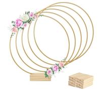 Asyduey 5 Piezas de Cinta Central de Floral de Metal de 12 Pulgadas, 5 Soportes de Madera para Decoración de Mesa, Decoración de Boda DIY, Colgante de Pared