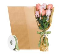 Asyduey 50 Piezas Bolsas de Embalaje de Flores con Cinta, Bolsas de Ramo de Embalaje de Flores de Papel Kraft, Adecuadas para Cumpleaños de Bodas