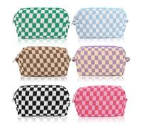 Asyduey 6 Piezas Bolsa de Maquillaje a Cuadros Bolsa de CosméTicos Bolsa de Maquillaje a Granel Personalizar Bolsa de Aseo de Viaje Organizador Lindos Pinceles de Maquillaje