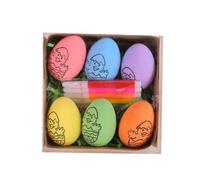 Asyduey 6 Piezas de Huevos de Pascua DIY Pintados a Mano 2024 Huevos de Regalo Hecho a Mano para NiñOs Kit de Pintura de Huevos de Pascua-B