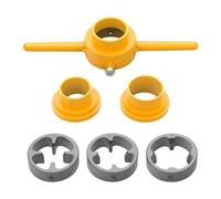 Asyduey 6piezas Herramienta para Hacer Roscas PVC, Enhebrador Tubos, Juego Herramientas Plomería, Juego Troqueles Redondos para Tubos con 3 Troqueles 1/2 Pulgada, 3/4pulgadas y 1pulgada NPT