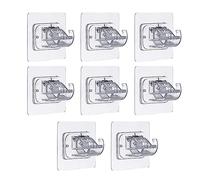 Asyduey 8PCS Soporte de Barra de Cortina Autoadhesivo Sin Taladro Barras de Cortina Soportes Ajustables Sin Clavos de Almacenamiento Abrazadera