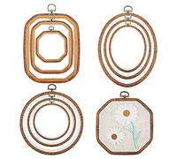 Asyduey 9 Uds. de Aros de Bordado, de ExhibicióN de Madera de ImitacióN, CíRculo Ovalado Octogonal para Costura Artesanal y DecoracióN de Adornos Colgantes