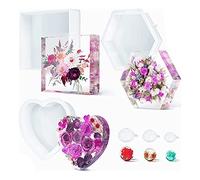 Asyduey ActualizacióN de Moldes de Silicona Epoxi, Kit de Moldes de Resina para la ConservacióN de Flores Moldes de Silicona de CorazóN Hexagonal Cuadrado Profundo