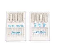 Asyduey Agujas para Máquinas de Coser Jeans, Agujas de Coser Universales de Punta Regular, Cabezal de Punta Esférica para Suministro de Máquinas de Coser Domésticas