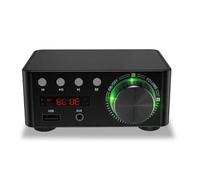 Asyduey Amplificador de Potencia de Audio Digital Bluetooth 5.0 de 50 W + 50 W 100 W Clase D USB AUX TF Home Theater HiFi Stereo Negro