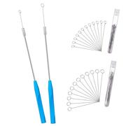 Asyduey Asa de Inoculación de Metal, Varilla de Muestreo de Micología con 2 Piezas de y 90 Piezas de Anillo de Inoculación Reutilizable de Níquel