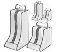 Asyduey Bolsas de Almacenamiento PortáTiles para Botas Altas y para Mujer, 2 Paquetes Altos + 2 Paquetes Cortos, Bolsas Impermeables para Botas para Viajes y Uso Diario Gris