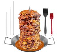 Asyduey Brocheta Al Pastor para Parrilla, Brocheta Vertical de Acero Inoxidable, Soporte para Asador Vertical BrasileñO con 3 PúAs ExtraíBles