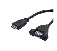 Asyduey Cable de Extensión de Montaje con Tornillos en el Panel Frontal USB 3.2 Gen2, 10 Gbps, 20, Tipo e A Conector Hembra USB 3.2 Tipo A, 60 cm