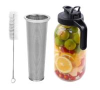 Asyduey Cafetera de PreparacióN en FríO Jarra de PreparacióN en FríO de 64 Oz con Filtro SúPer de Acero Inoxidable para Café Preparado con Hielo, Té Helado-A