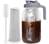 Asyduey Cafetera de PreparacióN en FríO Jarra de PreparacióN en FríO de 64 Oz con Filtro SúPer de Acero Inoxidable para Café Preparado con Hielo, Té Helado-B