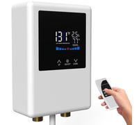 Asyduey Calentador de Agua Eléctrico, Calentador de Agua Instantáneo de 5500 W con Control Remoto y Calentador de Agua con Pantalla Táctil LCD Enchufe Europeo