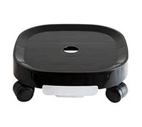 Asyduey Carrito con Tarima para Plantas, Soporte para Plantas con Ruedas y Recipiente de Agua, Plataforma Rodante para Macetas, Maceta Redonda con Rollo, Negro