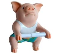 Asyduey Cerdo Divertido Soporte de Papel Higiénico Escultura de Pared Montaje en Pared Figura de Animal Inodoro de Rollo Organizador para Baño Cocina