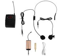 Asyduey Conjunto de MicróFonos InaláMbricos con Diadema + MicróFono de Solapa Lavalier Transmisor Receptor Frecuencia UHF para EnseñAnza del Habla