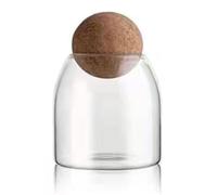 Asyduey de Vidrio Transparente, Recipientes de Vidrio para Almacenamiento de Alimentos con Corcho Redondo HerméTico, para Dulces, Nueces, y Granos de Café, 9 X 10 Cm