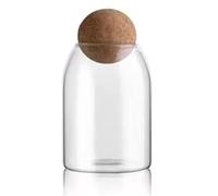 Asyduey de Vidrio Transparente, Recipientes de Vidrio para Almacenamiento de Alimentos con Corcho Redondo HerméTico, para Dulces, Nueces, y Granos de Café, 9 X 15 Cm