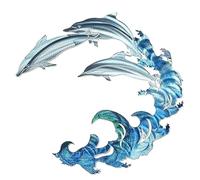 Asyduey DecoracióN de Pared con Aerosol Delfines de Metal, DecoracióN Arte Pared con Delfines, Arte de Pared con Aerosol de Metal, DecoracióN de Pared del OcéAno del Acuario para Hogar-A